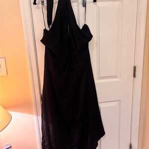 NWT Banana Republic Factory Elegant Dark Navy Halter Dress with sash